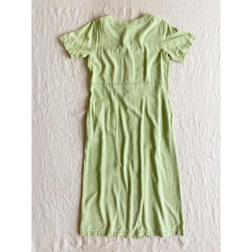 ‼️SOLD‼️ Vintage 100% silk 90s pastel green short sleeve button down maxi dress - Picture 6 of 6